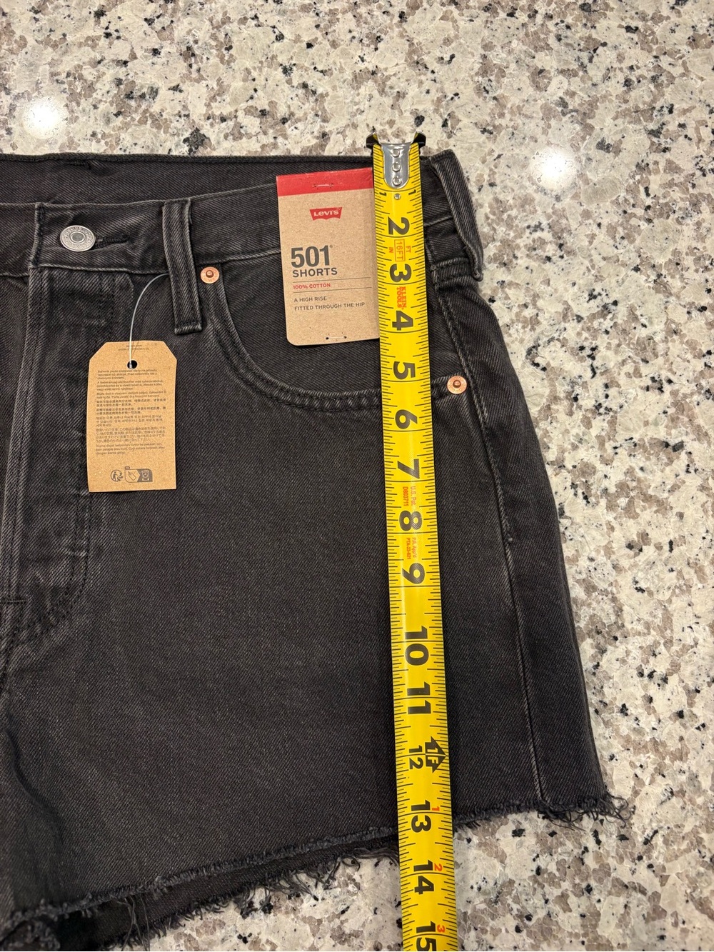 NEW Levi’s 501 High-Rise Denim Shorts Cutoff Washed Black Women’s size 31 - Picture 10 of 11